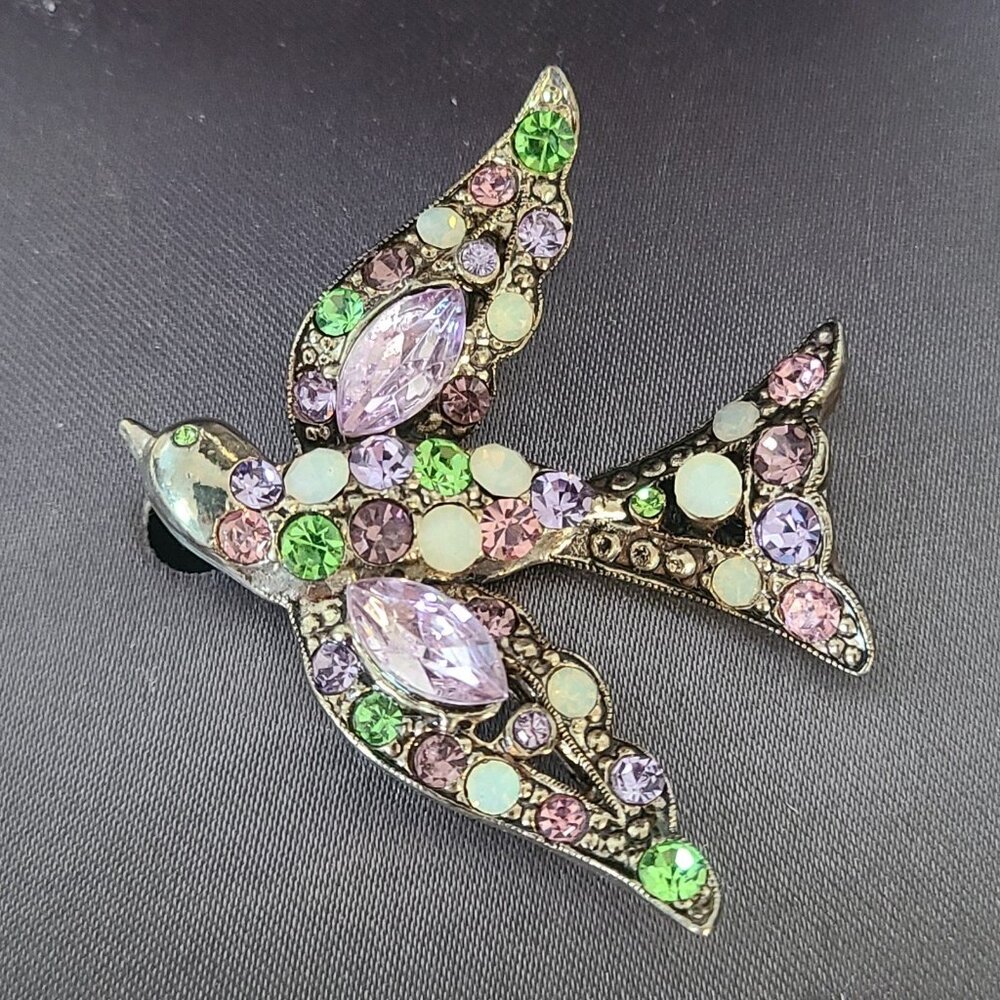 Dillards Multicolor Bird Brooch Pin Rhinestone New in Box